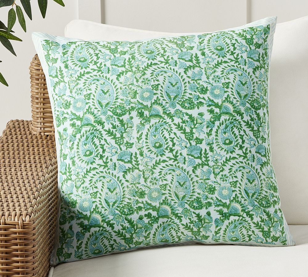 Jolora Reversible Floral Block Print Outdoor Pillow | Pottery Barn (US)