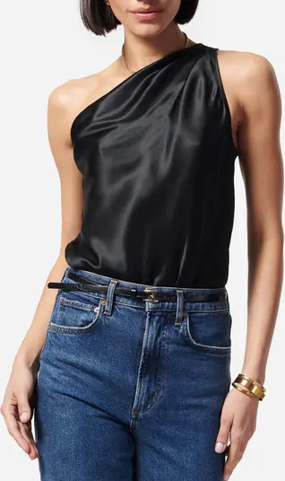 One-Shoulder Stretch Silk Bodysuit | Nordstrom