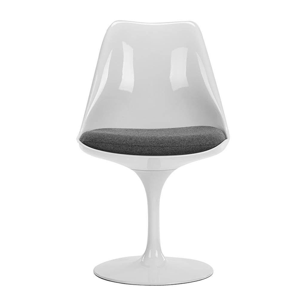 Tulip Side Chair - Fiberglass Cashmere-Granite Dark Grey / Fiberglass-Glossy White | Eternity Modern