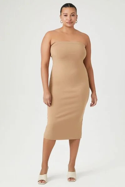 Plus Size Ribbed Tube Midi Dress | Forever 21