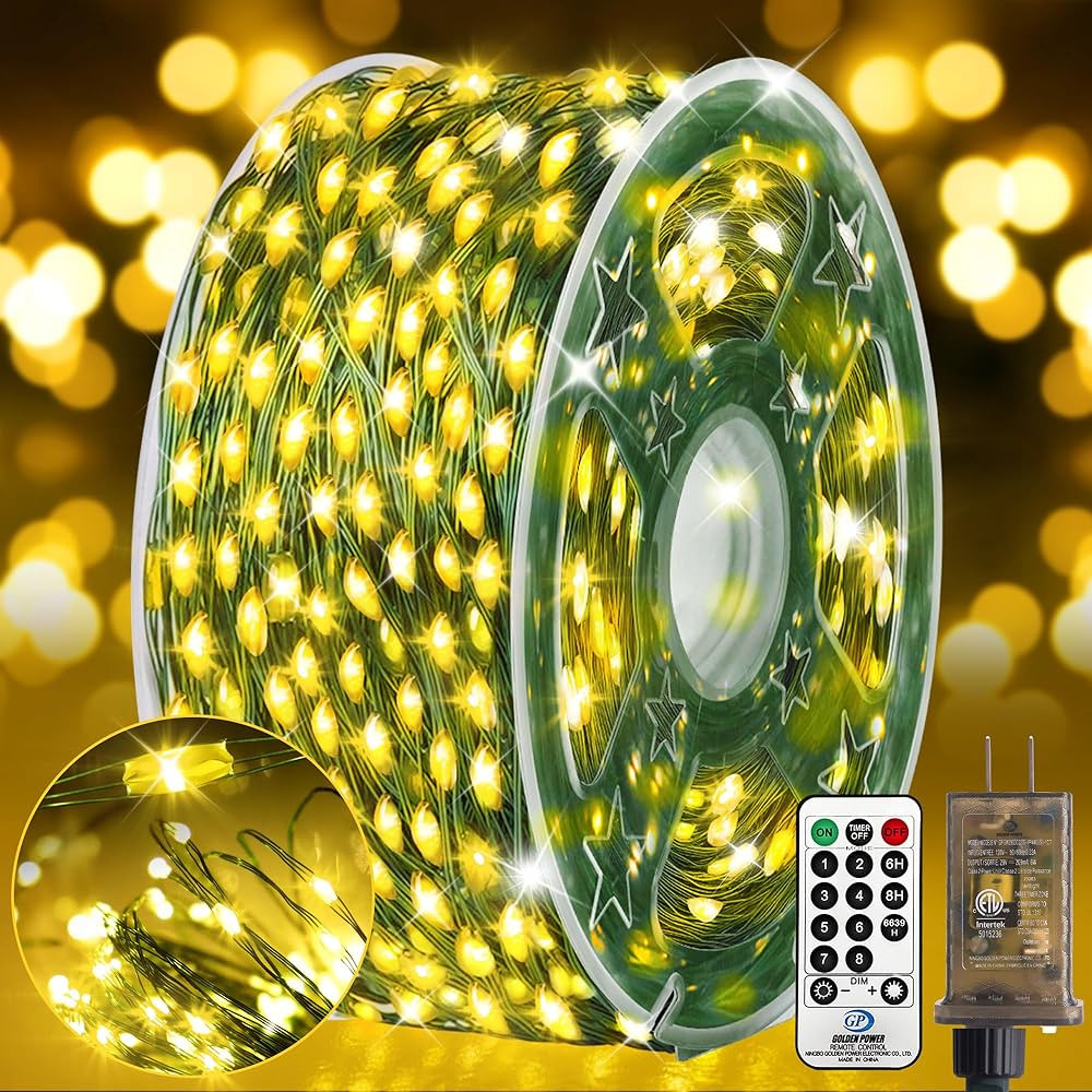 KNONEW 203FT Outdoor Christmas Fairy Lights Plug in,600 LED String Lights Outdoor Waterproof 8 Mo... | Amazon (US)