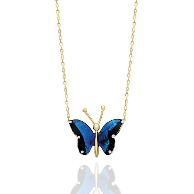 Designer Blue Butterfly Necklace, The symbol of change. 18K gold platted, high quality, with gift... | Amazon (US)