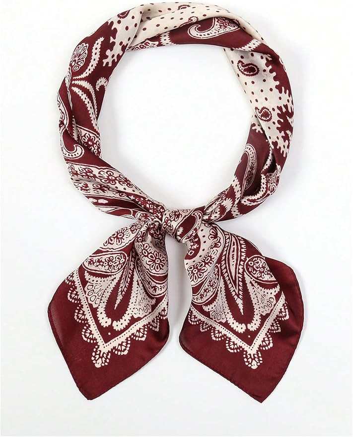 Floerns Women's Vintage Silk Bandana Paisley Print Headscarf Boho Square Hair Scarf | Amazon (US)