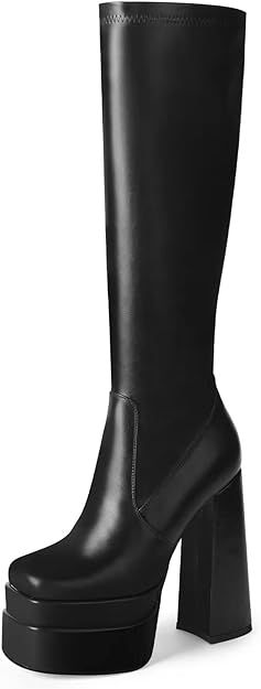 wetkiss Stacked Platform Knee High Boots for Women With High Chunky Heel, Gogo Boots for Women wi... | Amazon (US)
