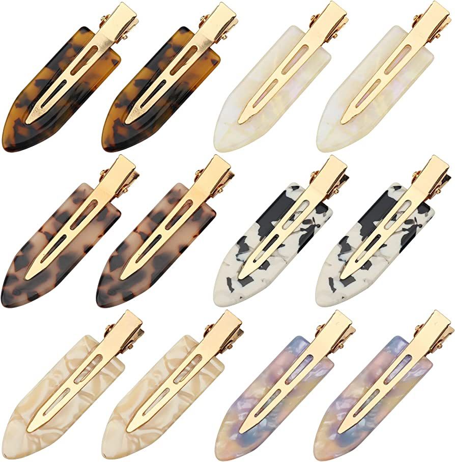 12 PCS No Bend Hair Clips Acrylic Resin No Crease Hair Clips for Women Makeup Hairstyling Duckbil... | Amazon (US)