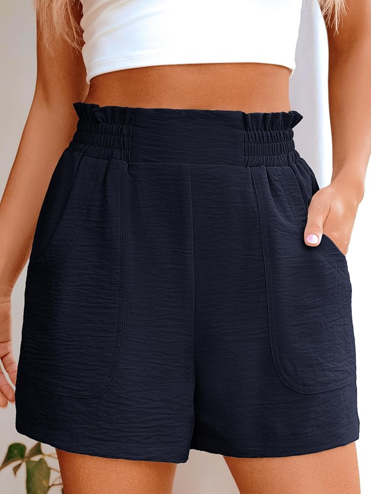ANRABESS Shorts for Women Summer Casual Elastic High Waisted Wide Leg Cute Dressy Beach Shorts 20... | Amazon (US)