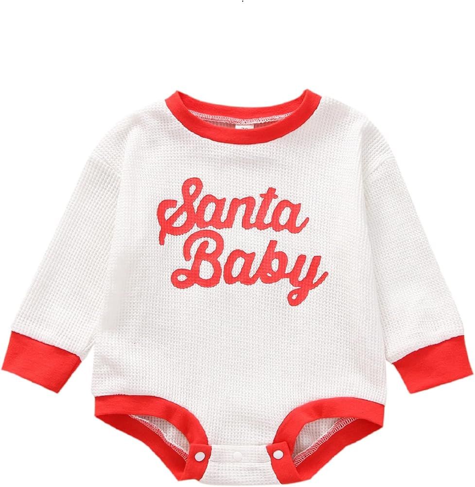 Baby Girl Boy Crewneck Sweatshirt Long Sleeve Romper Oversized Waffle Knit Sweater Bodyusuit Pull... | Amazon (US)