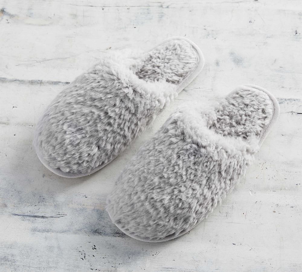 Blush Teddy Bear Faux Fur Slippers, Large | Pottery Barn (US)