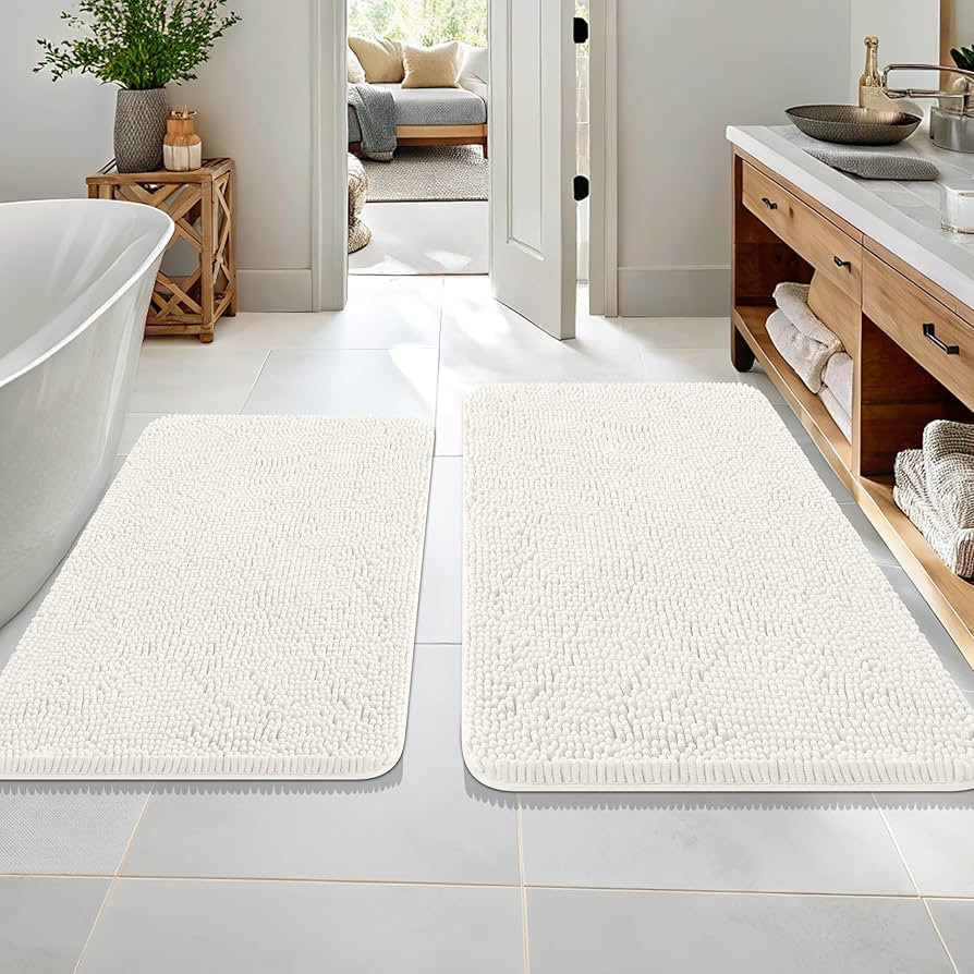 OLANLY Bathroom Rugs Sets 2 Piece, Soft Absorbent Chenille Bath Mats Area Rug Set, Non-Slip, Quic... | Amazon (US)