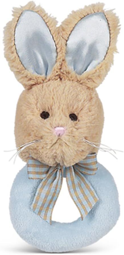 Bearington Baby Lil' Bunny Tail Blue Plush Stuffed Animal Soft Ring Rattle, 5.5" | Amazon (US)