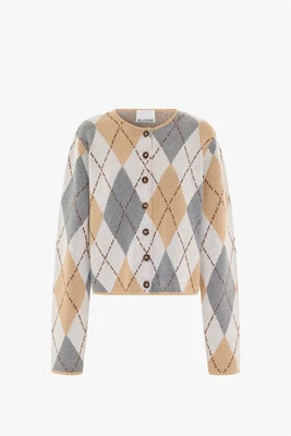 Aggie Argyle Cardigan, BEIGE / L | ALIGNE UK & EU