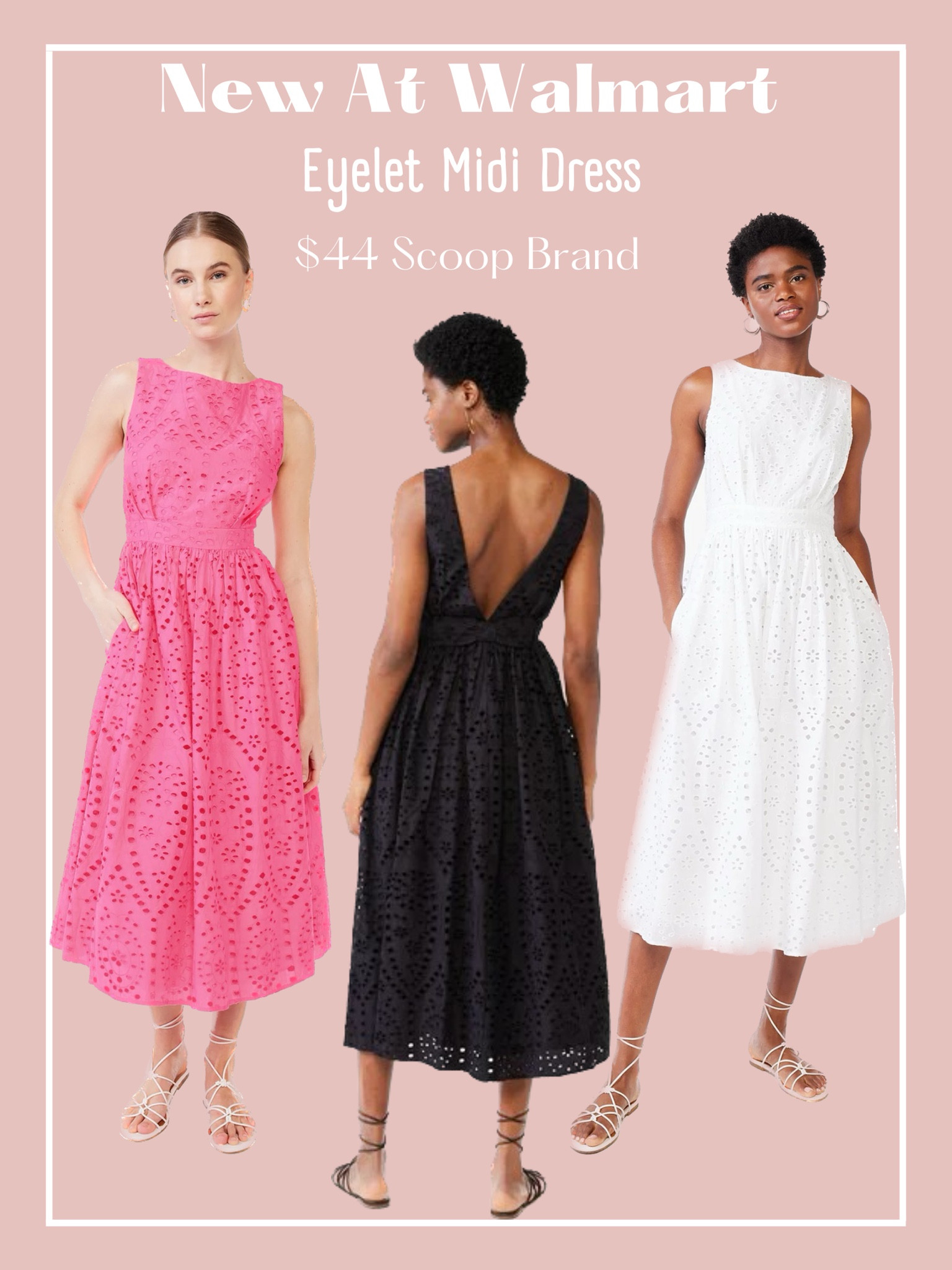 So many new cute arrivals at Walmart! 
Scoop Women's Sleeveless Eyelet Bow Back Fit and Flare Midi Dress $44.00 





Walmart dress/ dresses/ spring dresses/ summer dresses 
Walmart outfits/ summer outfits/ dresses/ sandals/ Walmart fashion/ Walmart new arrivals/ Walmart finds 

#LTKSeasonal #LTKunder50 #LTKFind