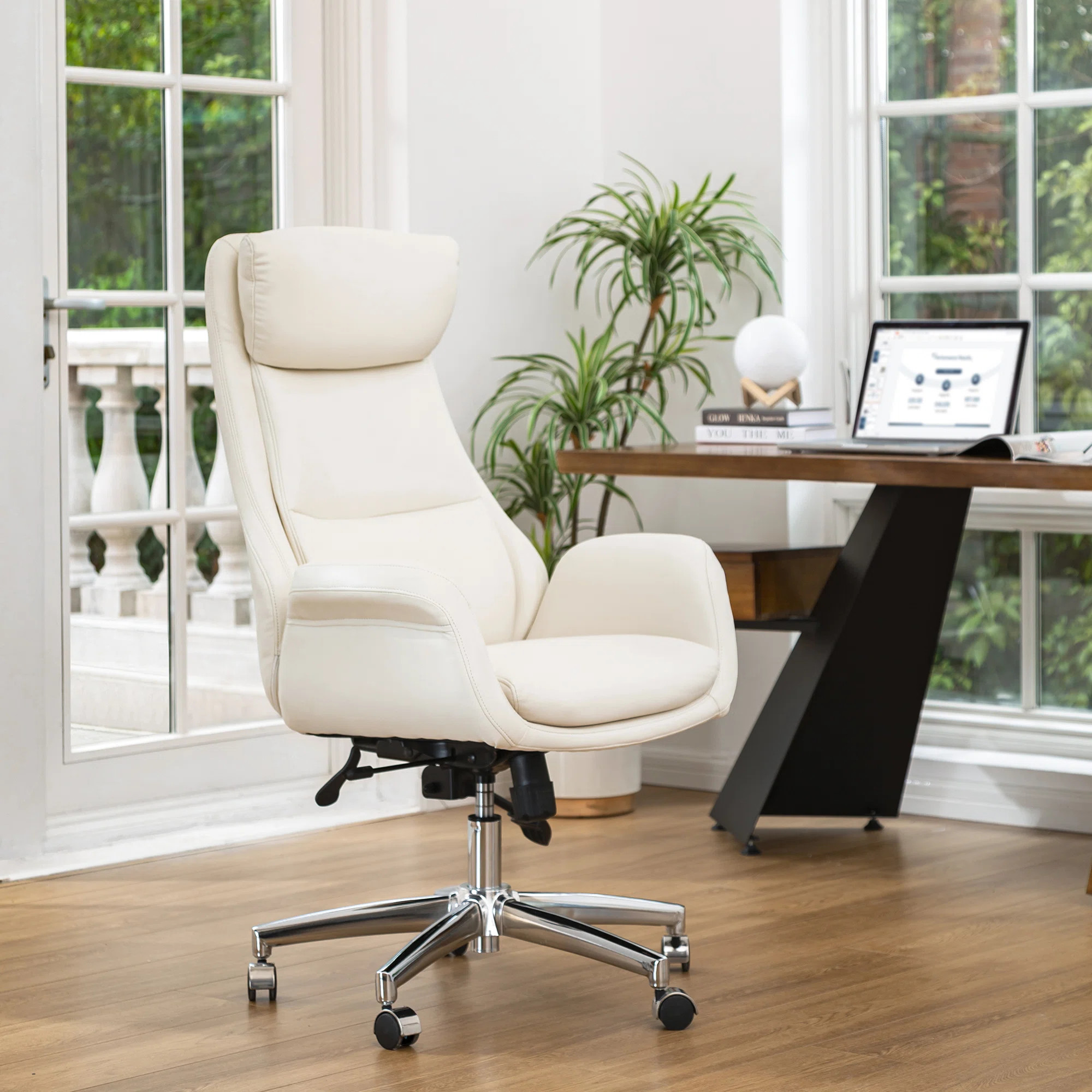 Corjan Mid-Century Modern Gas Lift Swivel Executive Chair or Office Chair with Headrest | Wayfair North America