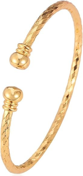 U7 Unisex Simple Cuff Bracelet 18K Real Gold Platinum Plated Fine Bracelets Fashion Jewelry Open ... | Amazon (US)
