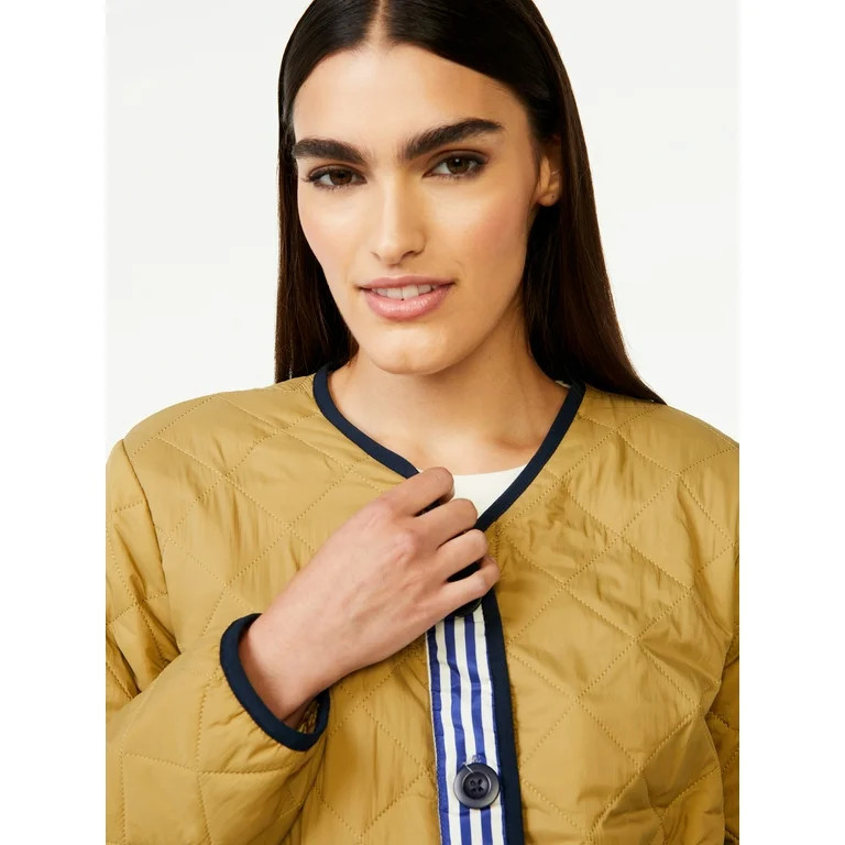 Free Assembly Women's Quilted Cinched Waist Liner Jacket - Walmart.com | Walmart (US)
