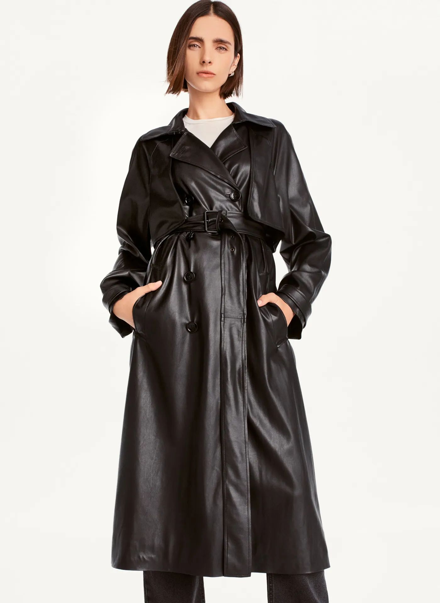 Faux Leather Trench Coat - DKNY | DKNY