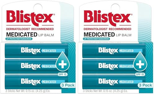 Blistex Medicated Lip Balm, 0.15 Ounce, 3 Count (Pack of 2) Prevent Dryness & Chapping, SPF 15 Sun Protection, Seals in Moisture, Hydrating Lip Balm, Easy Glide Formula for Full Coverage | Amazon (US)