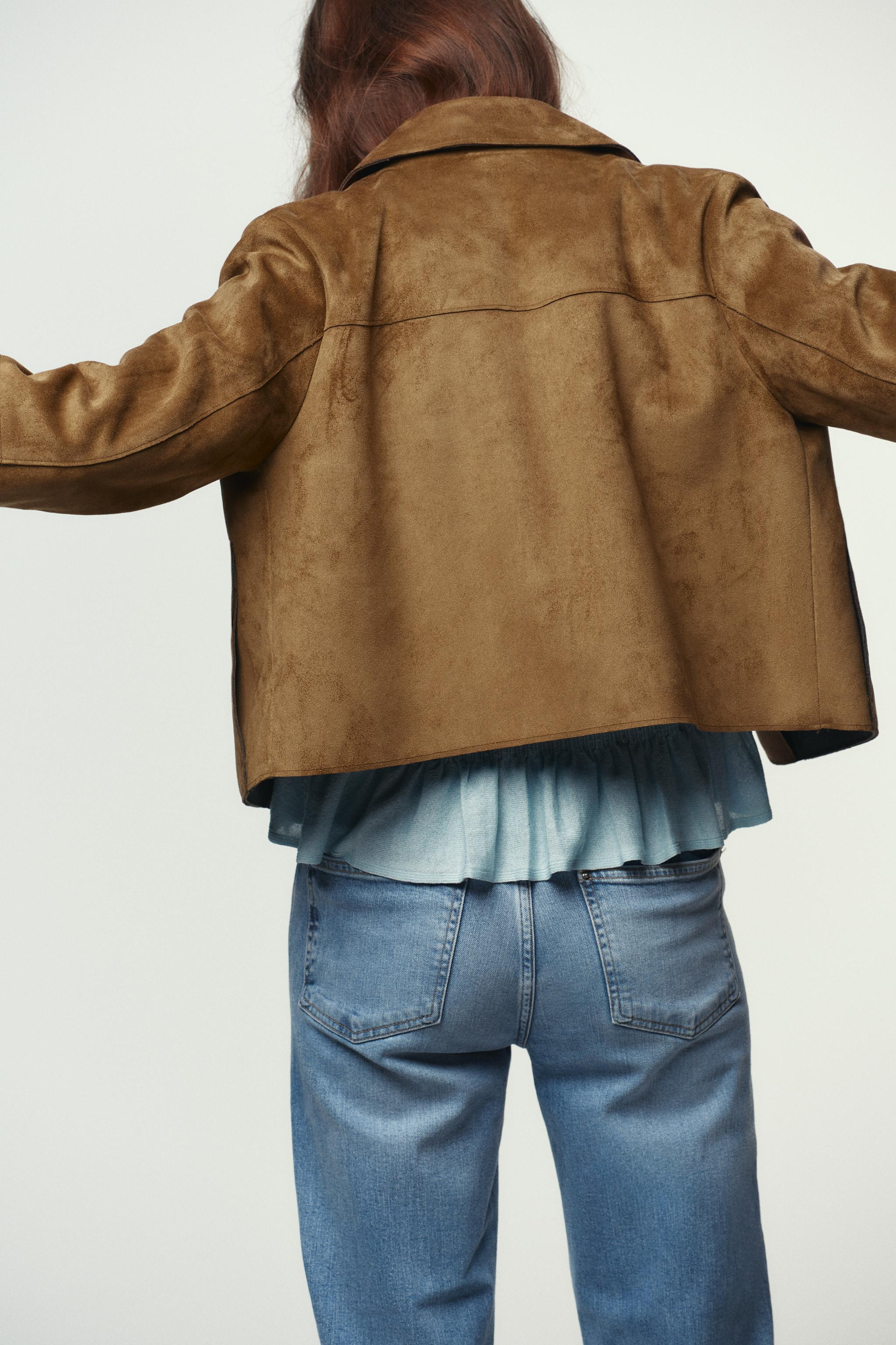 FAUX SUEDE CROPPED JACKET | Zara UK