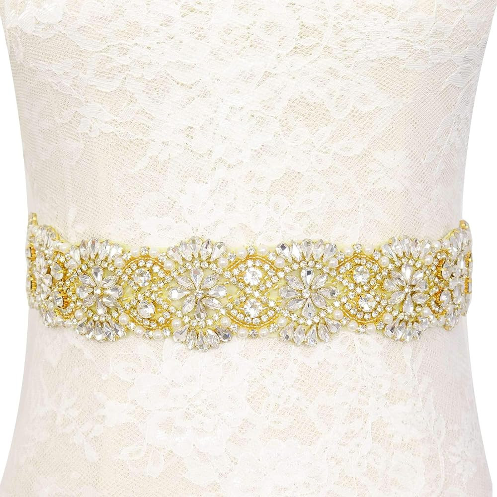 Pardecor Wedding Belt Rhinestone Belt Bridal Wedding Dress Sash Trim Rhinestone Applique Dress Be... | Amazon (US)