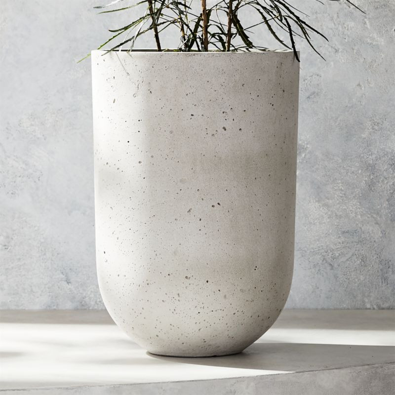 Seminyak Modern Grey Cement Outdoor Planter Large + Reviews | CB2 | CB2