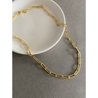 Gold Plated Over Sterling Silver/Thick Paperclip Chain Necklace, Silver Link Toggle Chunky Necklace | Etsy (US)