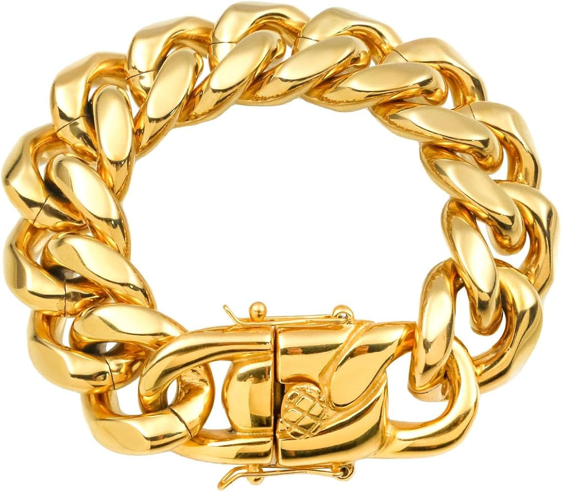 SDA Wide Chunky Gold Chain Necklace - Heavy and Waterproof 316L Surgical Steel with 18K Gold Plat... | Amazon (US)