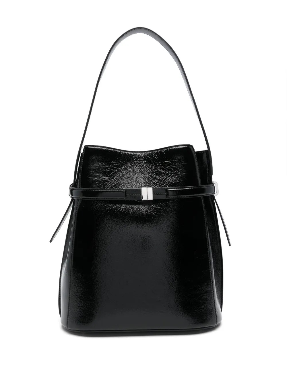 TOTEME Belted naplack-leather Bucket Bag | Black | FARFETCH AE | Farfetch Global