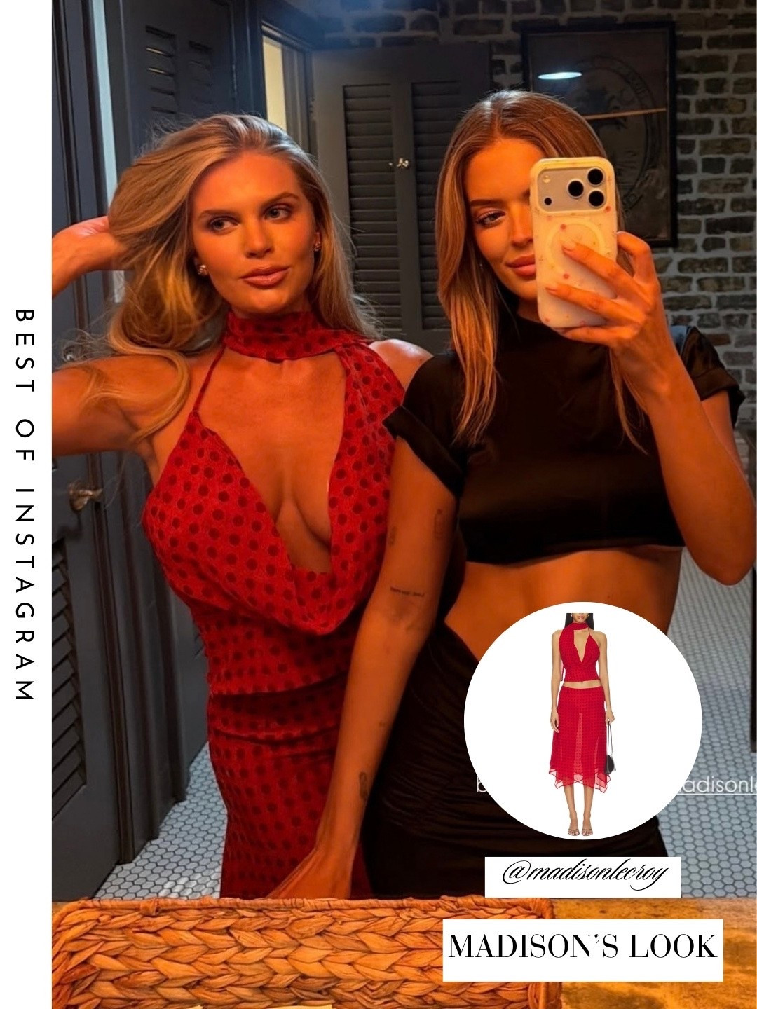 Madison LeCroy’s Red Polka Dot Scarf Top and Skirt 📸 = @salleycarson