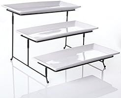 3 Tier Collapsible Thicker Sturdier Plate Rack Stand With Plates - Three Tiered Cake Serving Tray -  | Amazon (US)