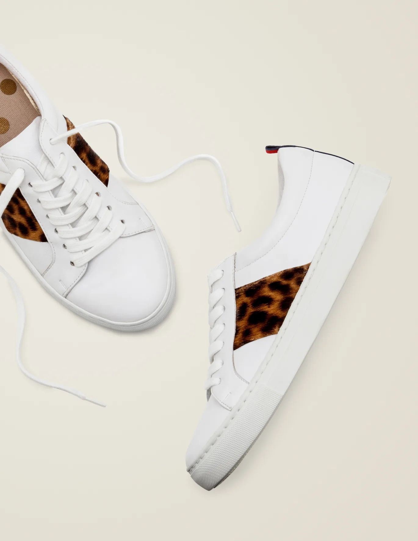 Classic Sneakers - White/Tan Leopard | Boden US | Boden (US)