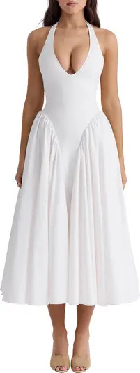 HOUSE OF CB Marilyn Gingham Halter Midi Sundress | Nordstrom | Nordstrom