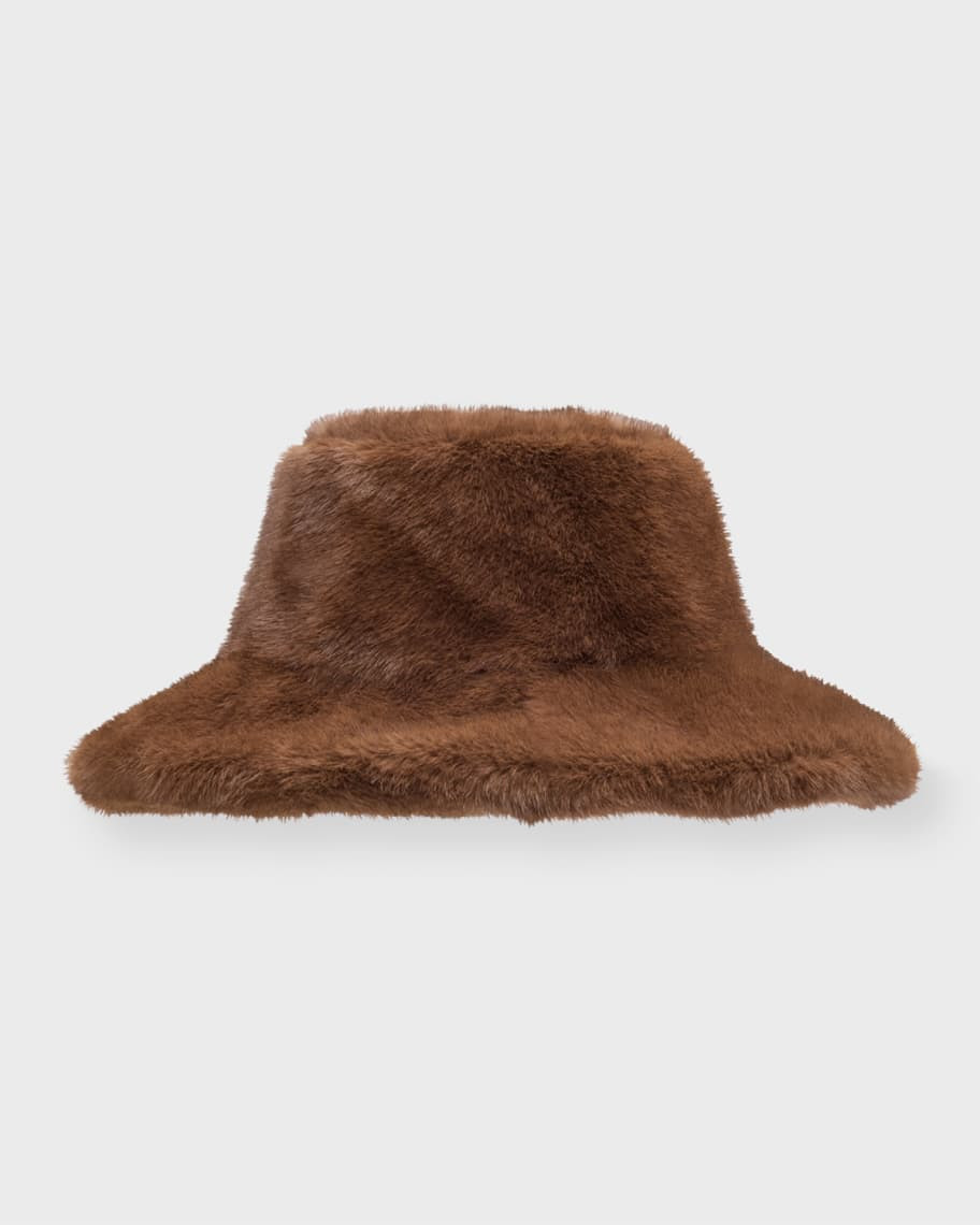 Adrienne Landau Faux Mink Fur Bucket Hat | Neiman Marcus