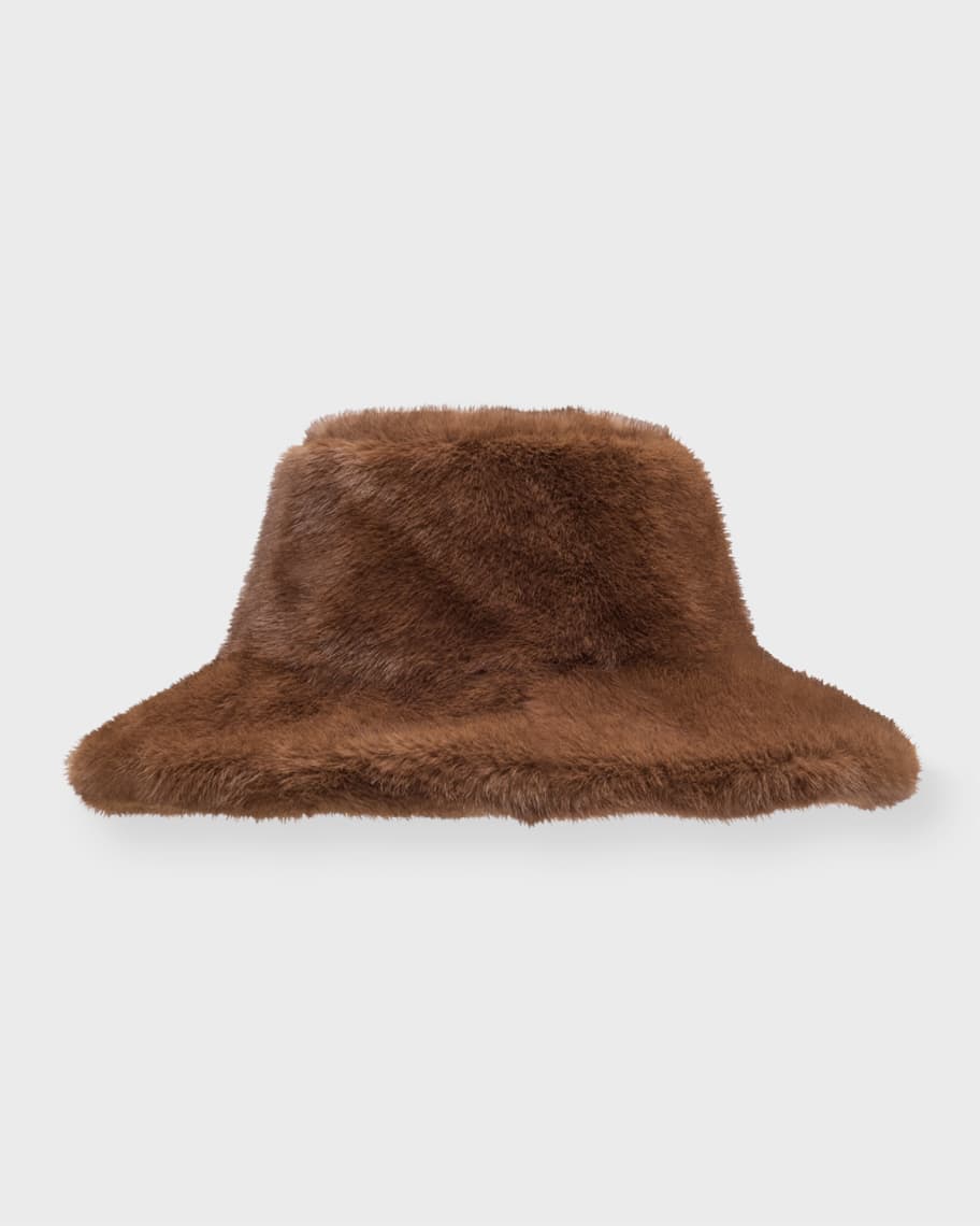 Adrienne Landau Faux Mink Fur Bucket Hat | Neiman Marcus