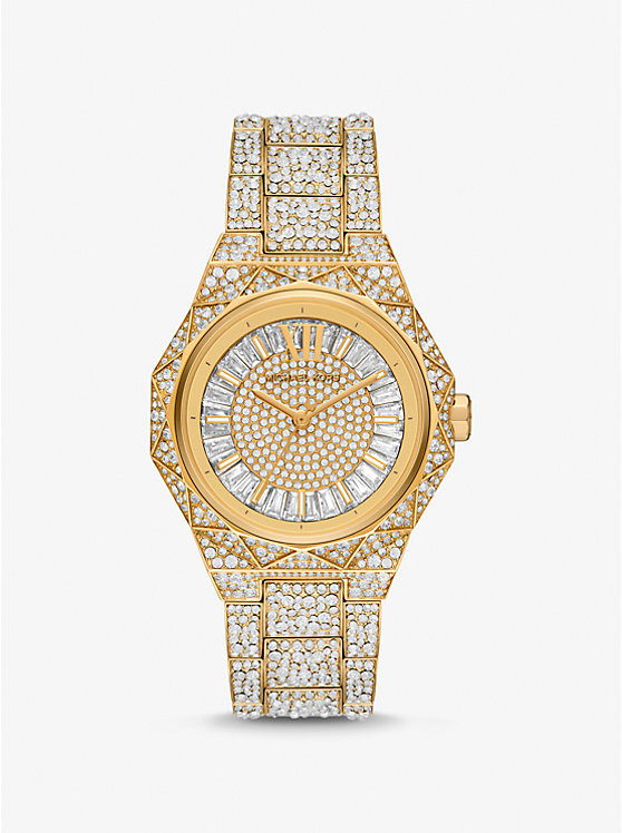 Oversized Raquel Pavé Gold-Tone Watch | Michael Kors US
