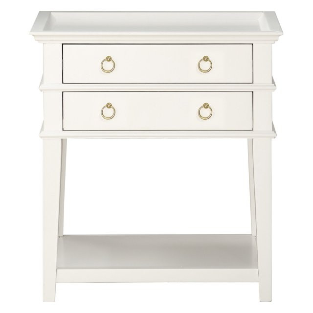 Comfort Pointe Clara 2-Drawer Tray Top Wood Nightstand in White | Walmart (US)