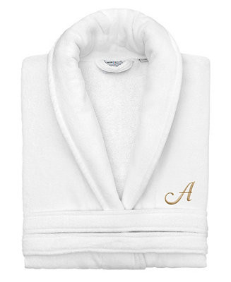 Linum Home Turkish Personalized Unisex Anovia Velour Cotton Bathrobe - Macy's | Macy's