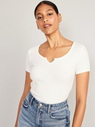 Fitted Rib-Knit T-Shirt for Women | Old Navy (US)