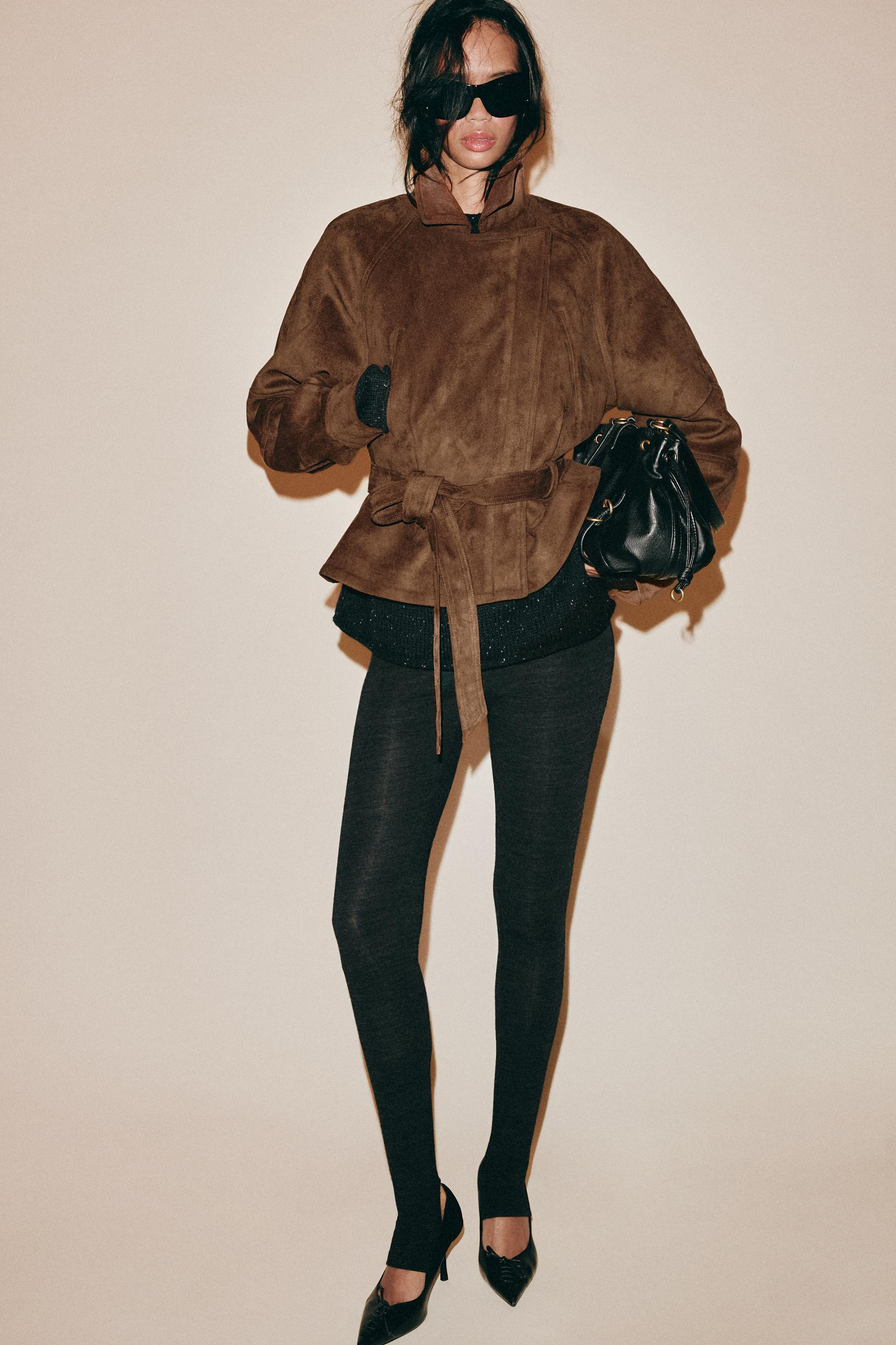 Zara - Faux Suede Belted Jacket - Toffee - L - Woman | Zara US