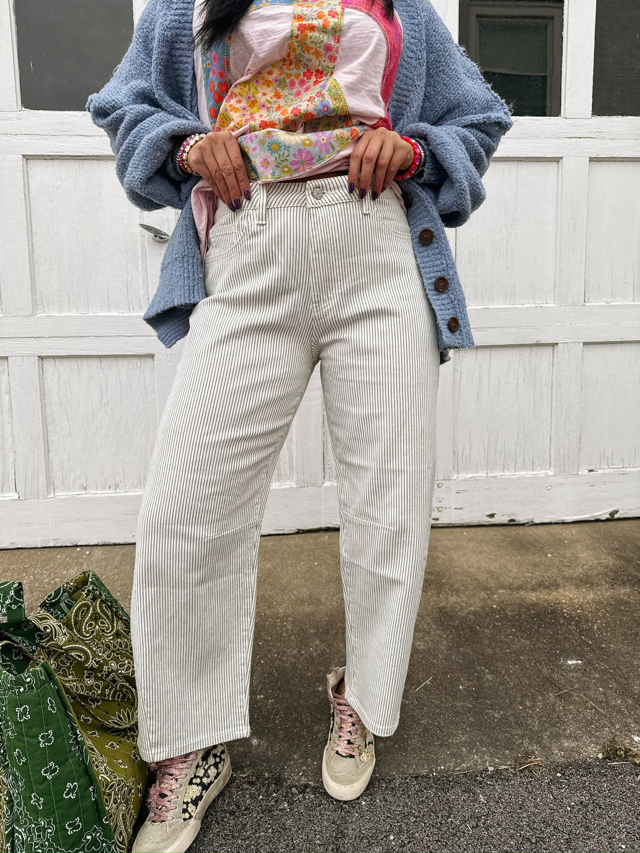 vervet | sandy stripe barrel jeans | Etta+East