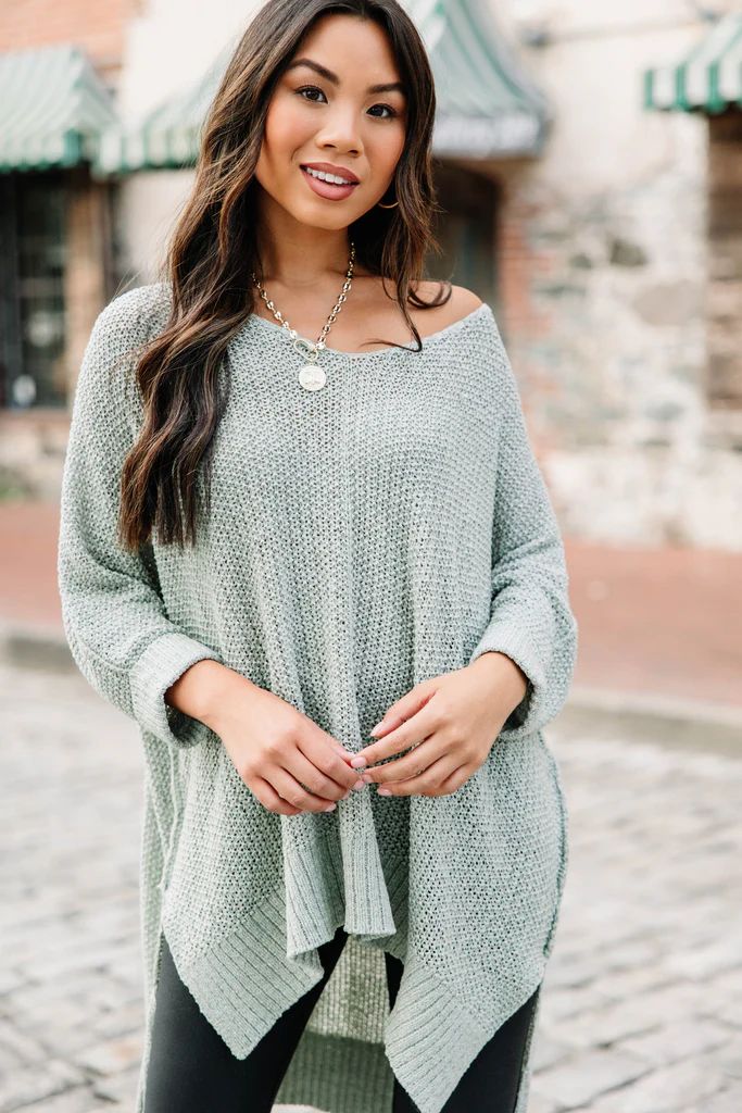 Don't Waste A Moment Light Olive Green Oversized Sweater | The Mint Julep Boutique