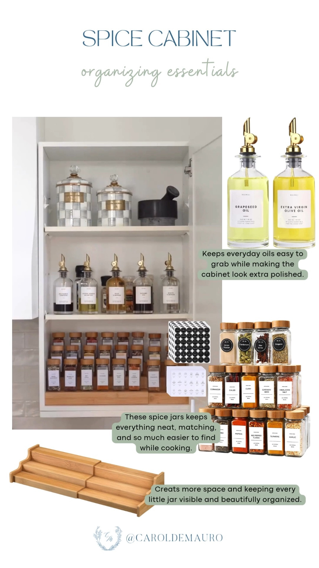 This spice cabinet makeover is so satisfying! Matching jars, oil dispensers, and labels make cooking so much easier and prettier.

spice cabinet organization, kitchen organizing ideas, pantry organization, kitchen essentials, organized cabinet inspo, spice storage, home organization tips

#LTKfoodie #LTKHome