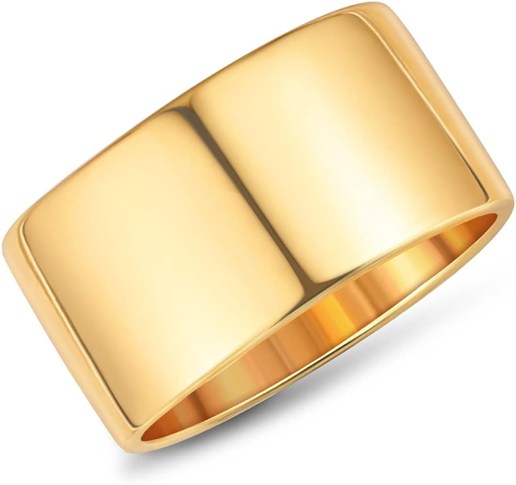 RLMOON 18K Gold or Silver Plated Wide Band Rings 12MM Thumb Ring for Women Men Thick Simple Plain... | Amazon (US)