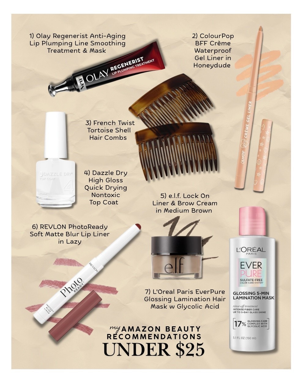 7 Amazon beauty products, some new, some old that I’ve recently bought or restocked lately. Everything is under $25. 

#LTKBeauty #LTKgrwm #LTKselfcare