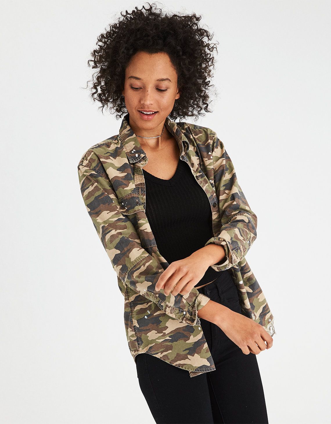 AE Oversized Camo Shirt Jacket | American Eagle Outfitters (US & CA)