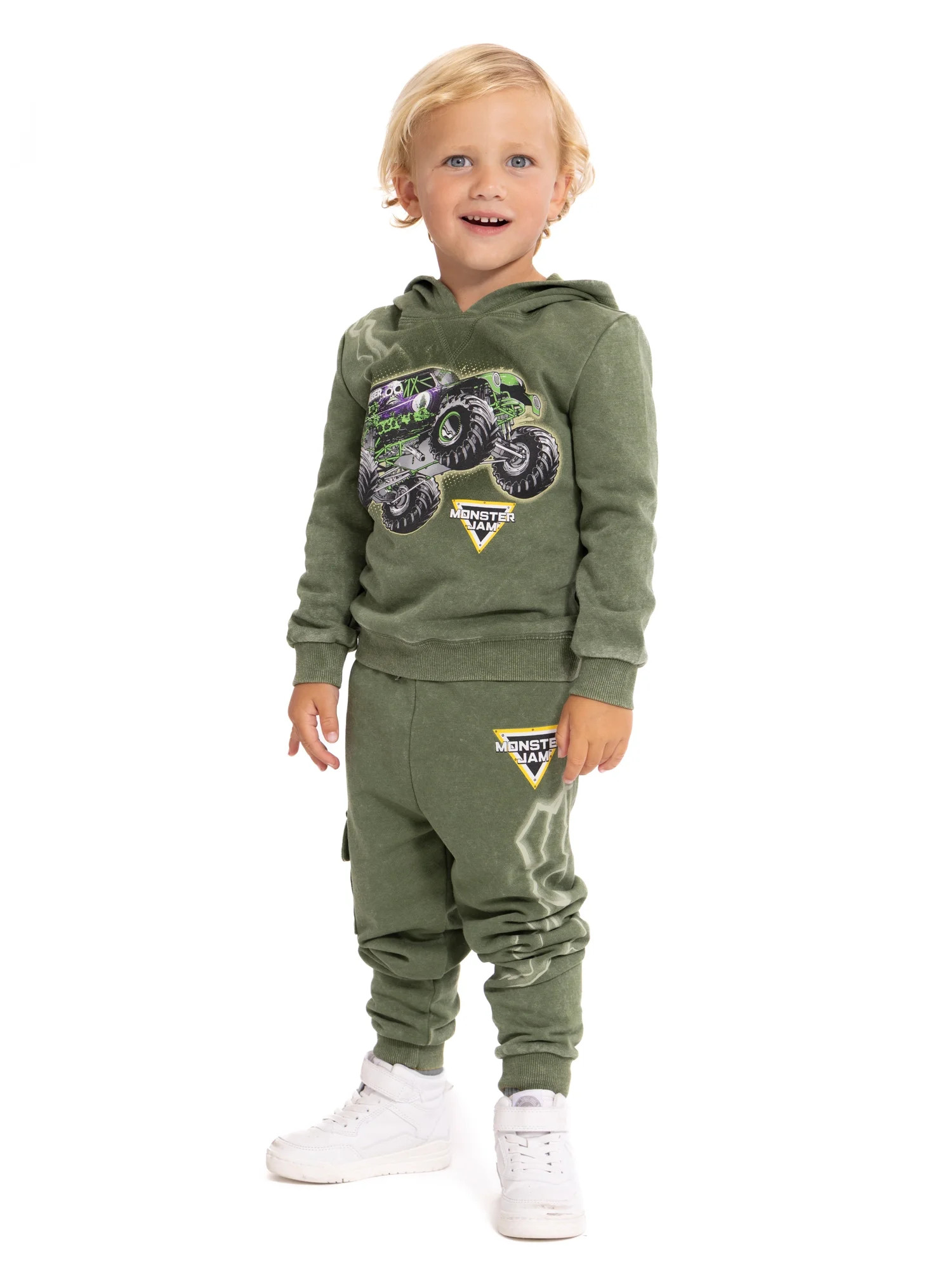 Monster Jam Conjunto de Sudadera y Pantalones Deportivos con Capucha para Niños Pequeños 2 Piez... | Walmart (US)