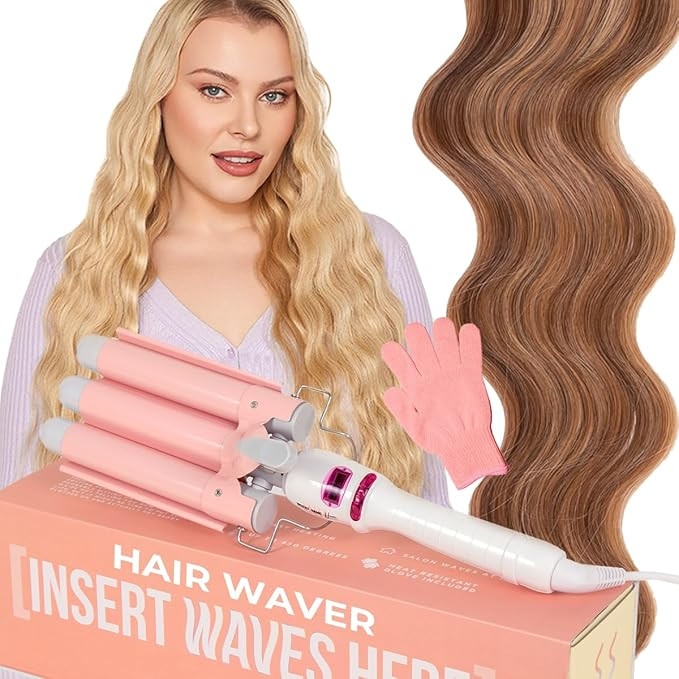 INH Hair Waver 3 Barrel | Ceramic Curling Iron for Beach Waves | Wavy Hair Curler for Fine, Thin,... | Amazon (US)