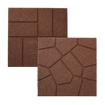 Rubberific 16-in L x 16-in W x 0.75-in H Square Brown Rubber Paver | Lowe's