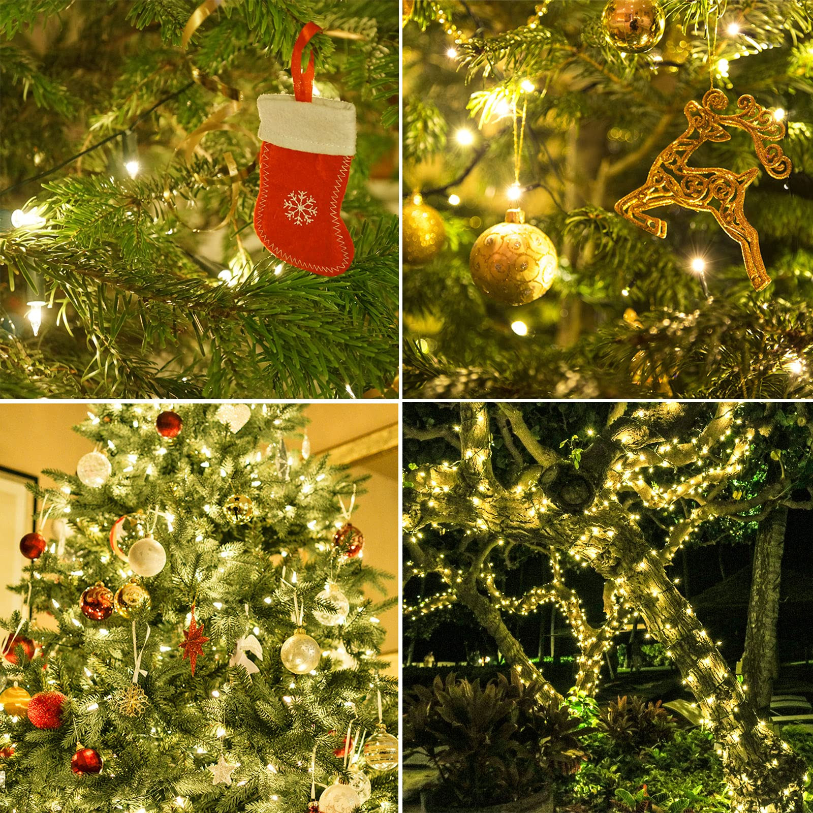 100-Count Warm White LED Christmas String Lights, 35 Ft Green Wire, UL Certified Connectable, Min... | Amazon (US)