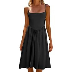 CHYRII Women Fashion Summer 2025 Spaghetti Straps Sleeveless Casual A-Line Midi Dresses Sundress | Amazon (US)