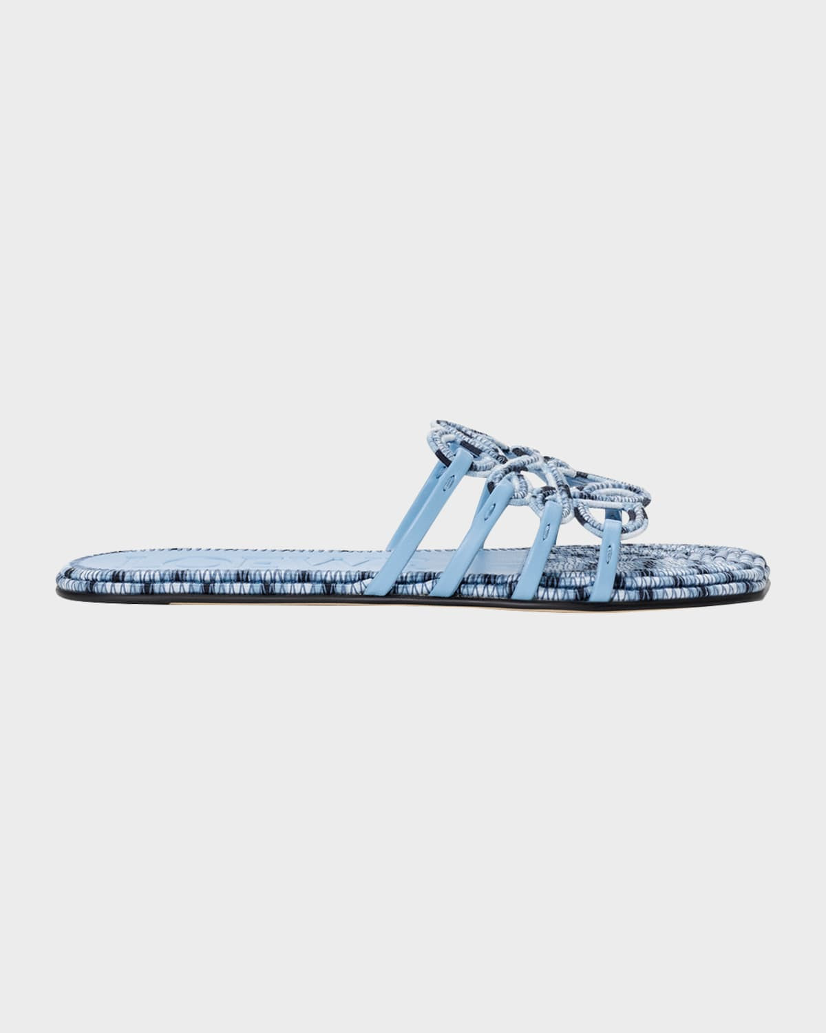 x Paula & apos;s Ibiza Petal Anagram Crochet Flat Slide Sandals | Neiman Marcus